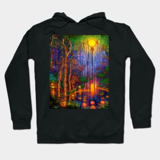 Magic Lantern Lighting Lake Water Pond Reflection Watercolor Hoodie